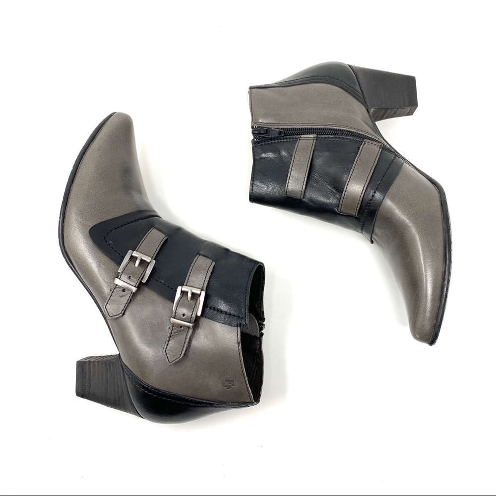 Fidji V310 leather point toe buckle ankle booties - Picture 3 of 9
